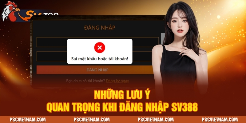 Những lưu ý quan trọng khi đăng nhập SV388